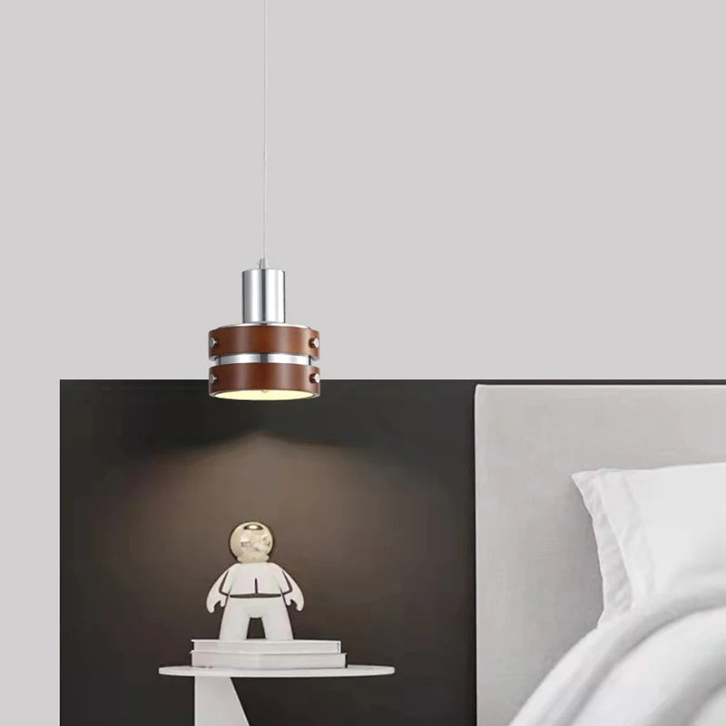 lampe led suspendue créative en bois et métal 	 style