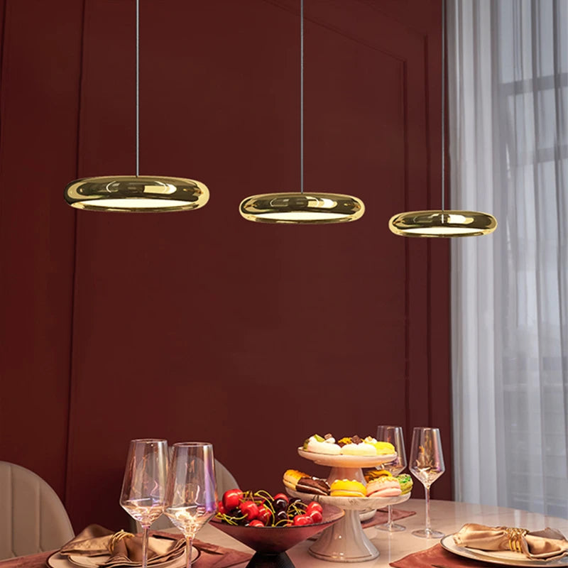 lustre en aluminium led design plaqué circulaire