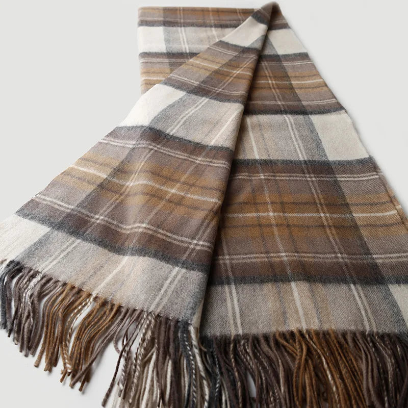 Plaid laine cachemire motif ecossais style pastoral chaud - vue 5 sur 7