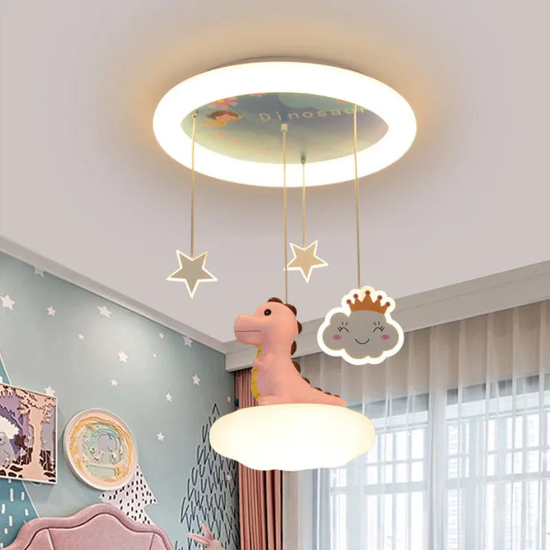 Lustre créatives pour chambre d'enfants rose vert dinosaure fille garçon enfants suspendus