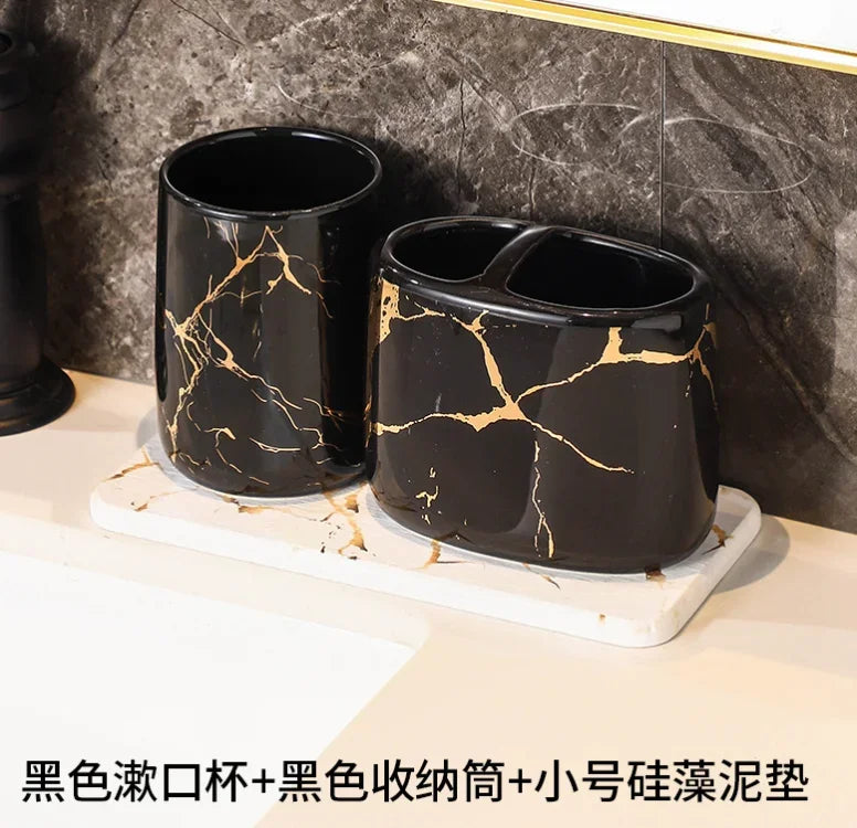 ensemble décoratif en céramique pour salle de bain avec accessoires - vue 8 sur 24