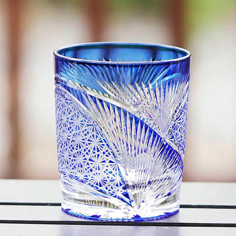 Verre whisky edo kiriko motifs gravés artisanaux japonais