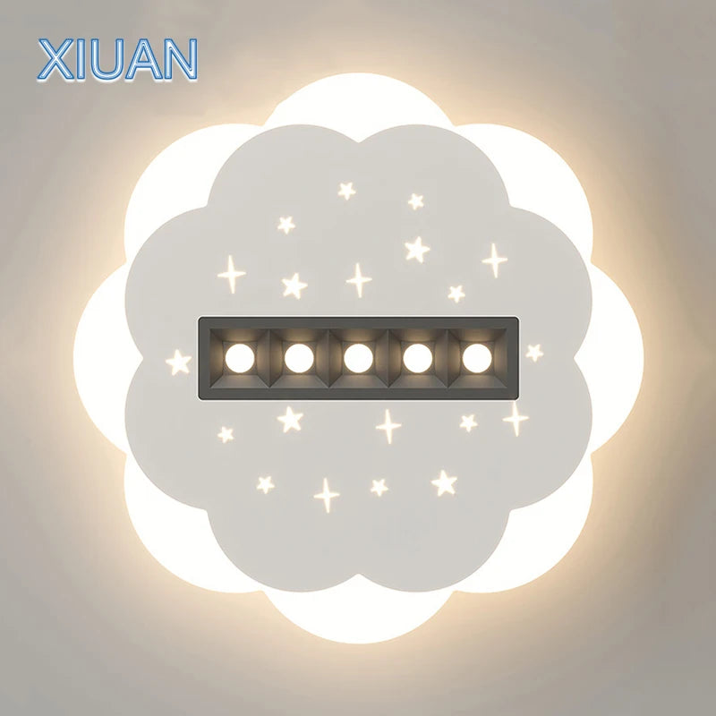 plafonnier simple avec spot blanc carré et nuage rond - vue 6 sur 12