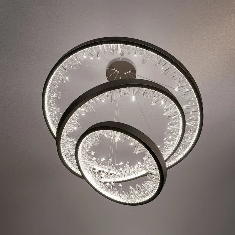 Plafonnier LED suspendu en cristal de luxe au design moderne - vue 6 sur 17
