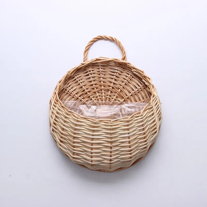 jardinière murale en rotin et osier pour plantes - vue 7 sur 12