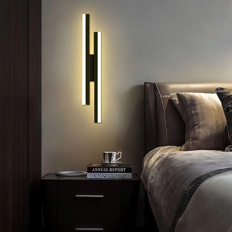 Applique murale Led moderne en acrylique noir/or - vue 4 sur 7