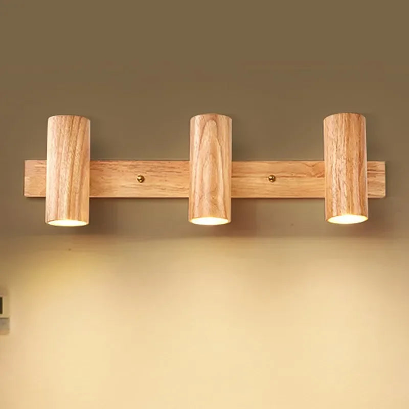 Lampe de chevet nordique LED multi-têtes en noyer