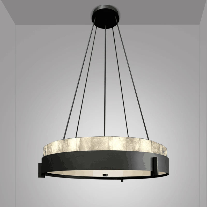 lustre moderne led en anneau de marbre créatif - vue 3 sur 7