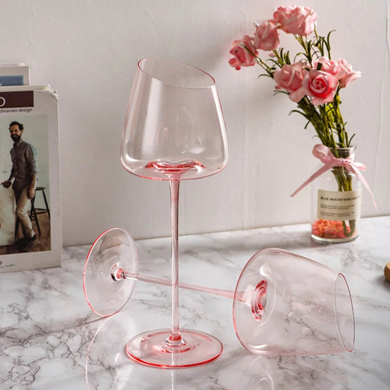 Verres à vin design flamant bord incliné cristal - vue 3 sur 7