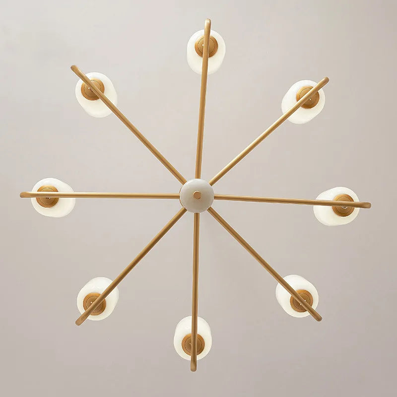 lustre style chinois luxueux en cuivre et jade - vue 6 sur 6