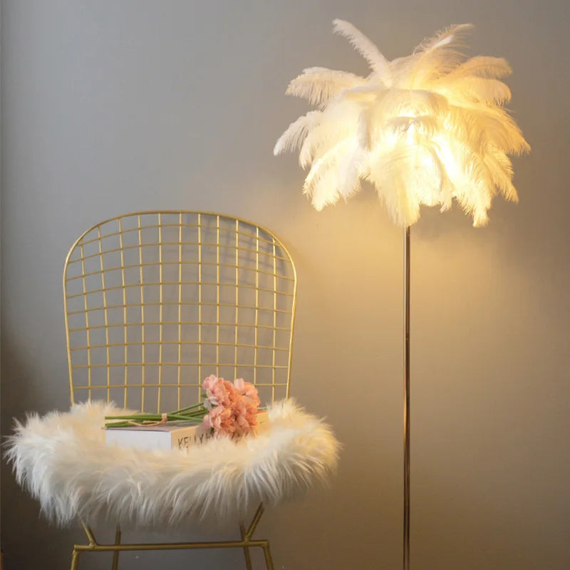 lampadaire romantique à plume art déco gradation 3 températures - vue 6 sur 9