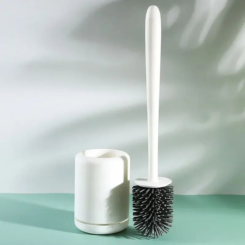 brosse de toilette suspendue en silicone avec manche long et support rapide