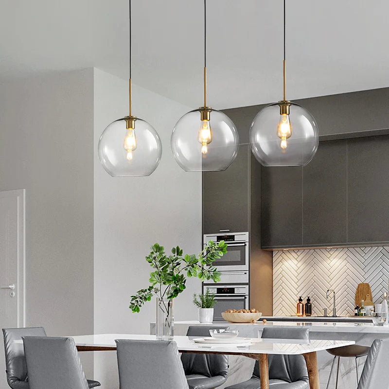 Lustre LED verre suspension industriel