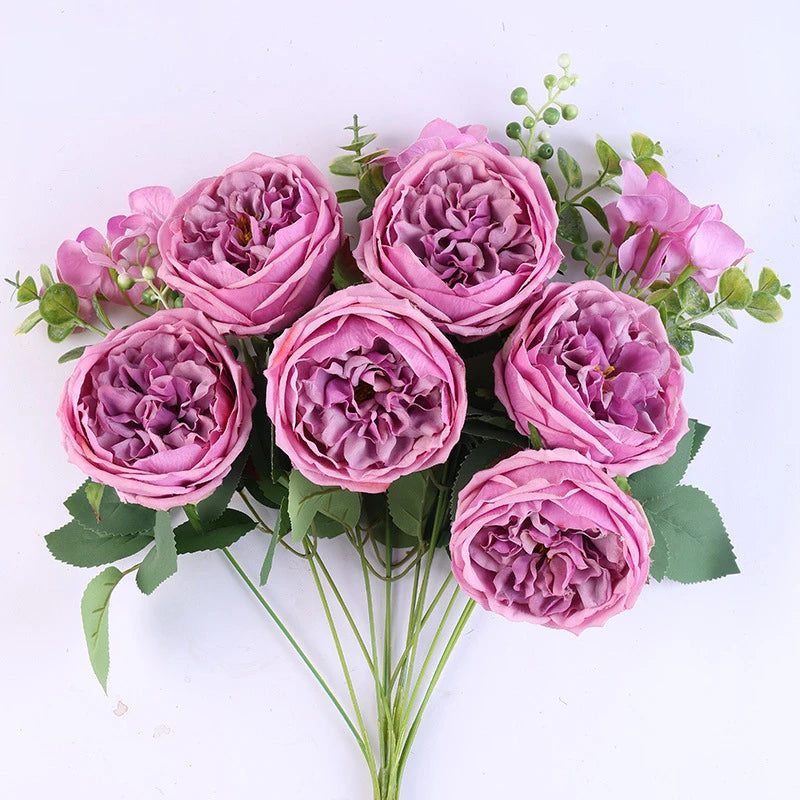 bouquet de roses artificielles en soie pour décoration intérieure - vue 11 sur 16