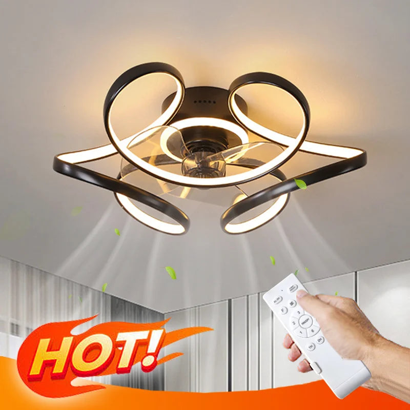 plafonnier moderne avec ventilateur silencieux et éclairage intégré - vue 4 sur 8