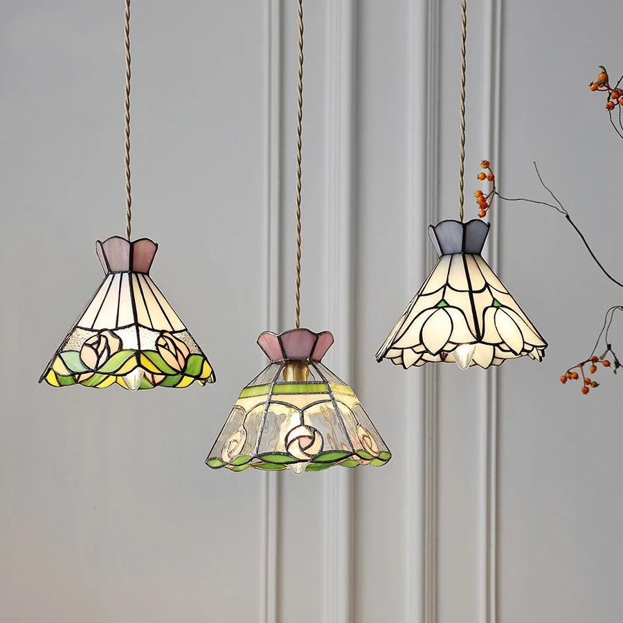 suspension fleur verre cuivre nordique moderne led iwhd europe syle - vue 4 sur 26