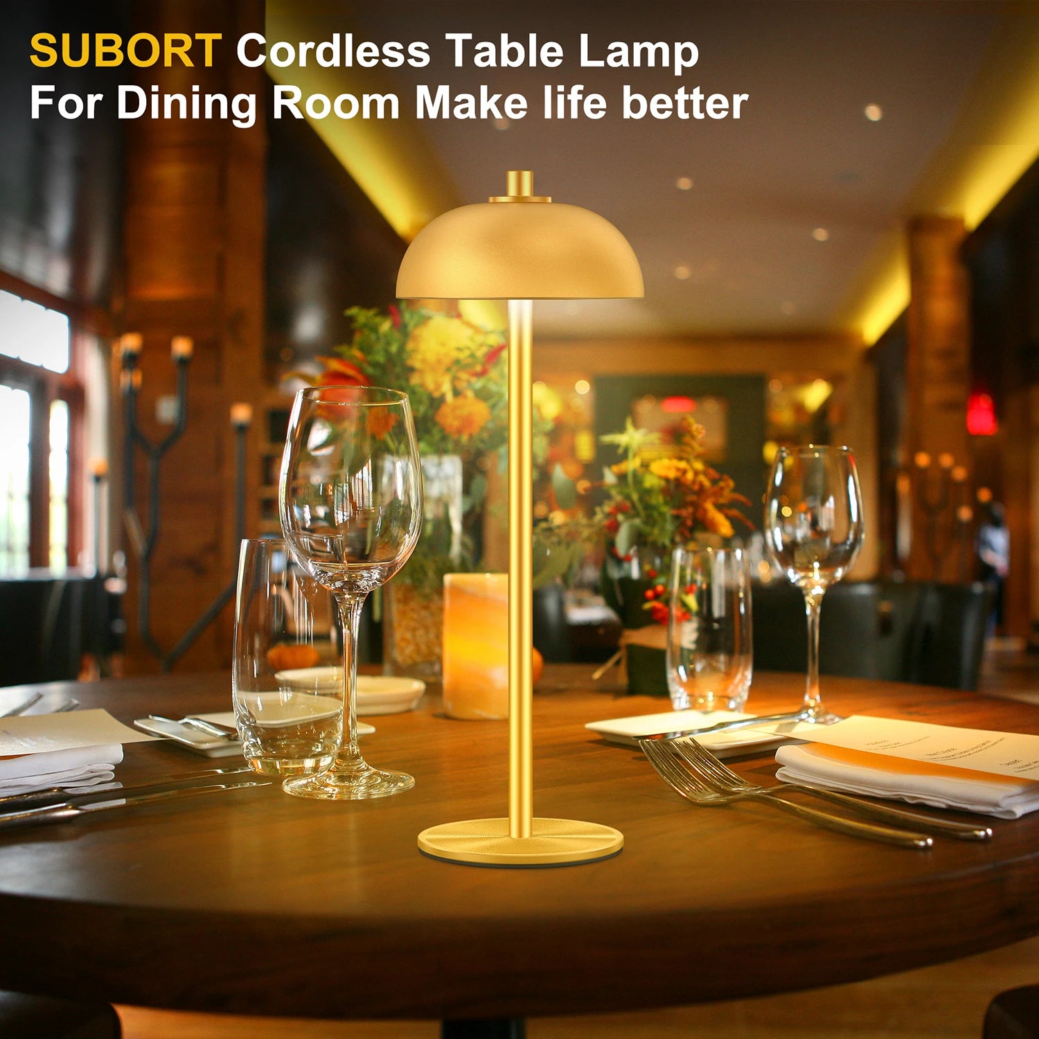 SUBORT Lampe de Table pour Chambre à Coucher Lampe Tactile sans Fil Rechargeable Camping Champignon Lampe créative Lumière d'ambiance USB-C Lampe de Bureau - vue 4 sur 11