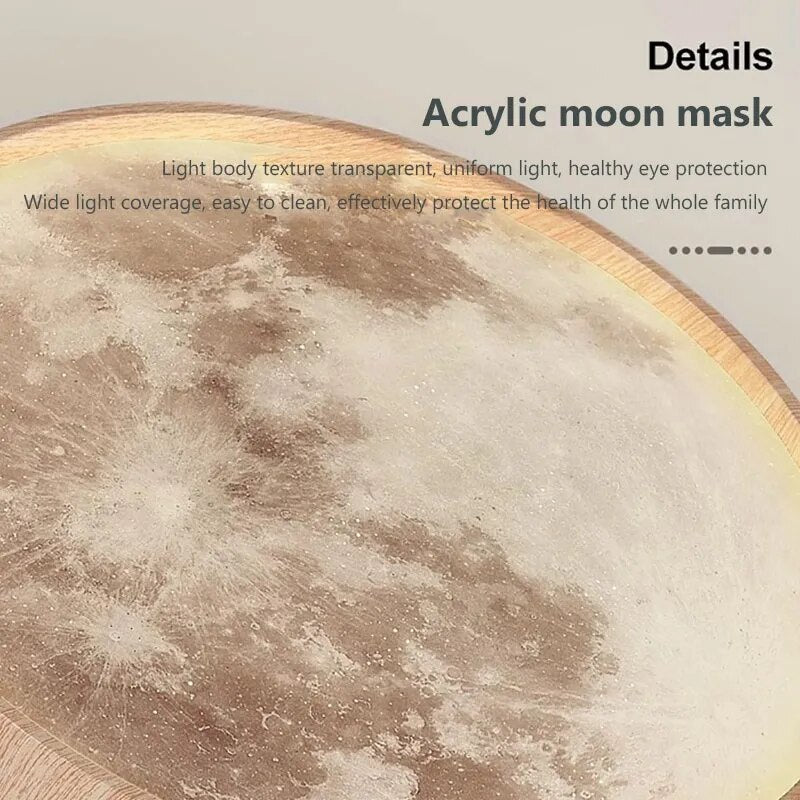 Plafonnier LED nordique en forme de lune en bois - vue 6 sur 14