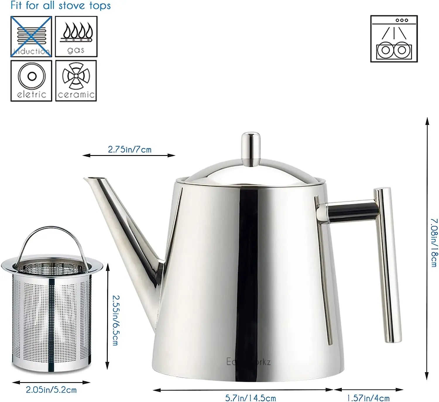 Theiere acier inox infuseur amovible 11l design moderne - vue 9 sur 9