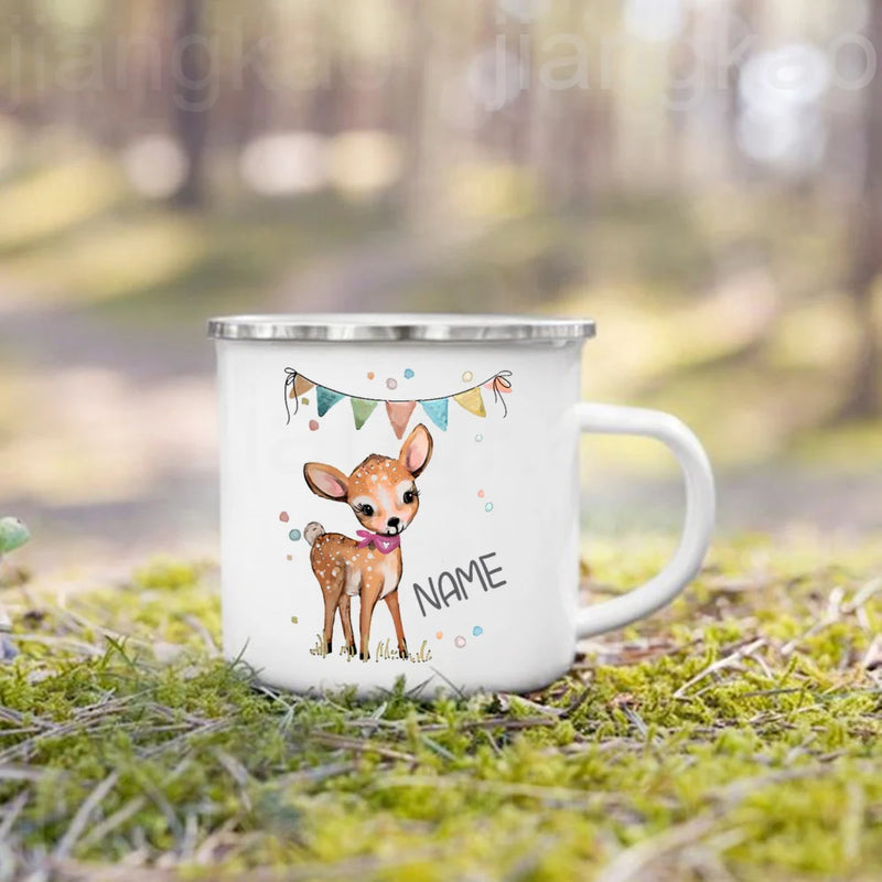 Mug enfant personnalisé animal style cartoon émail anniversaire