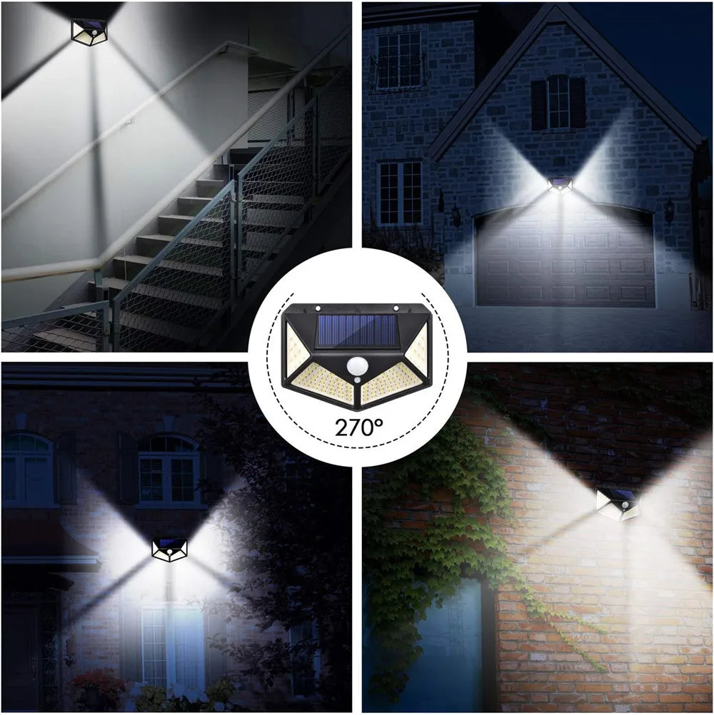 applique solaire extérieure étanche avec capteur de mouvement 100 led - vue 6 sur 8