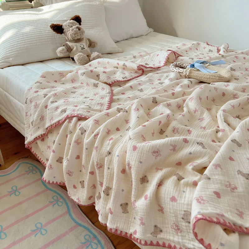 Plaid coton motifs cartoon enfant ete leger - vue 2 sur 6