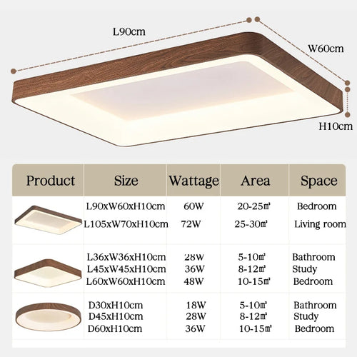 plafonniers led imitation bois éclairage rond rectangle carré