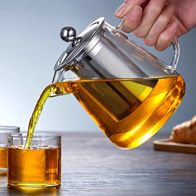 Théière verre borosilicate infuseur amovible acier kungfu