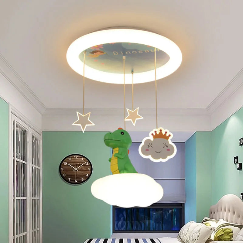 Lustre créatives pour chambre d'enfants rose vert dinosaure fille garçon enfants suspendus