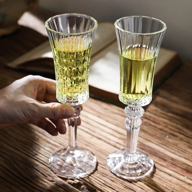 Verres champagne cristal rayures style rétro dégustation - vue 6 sur 6