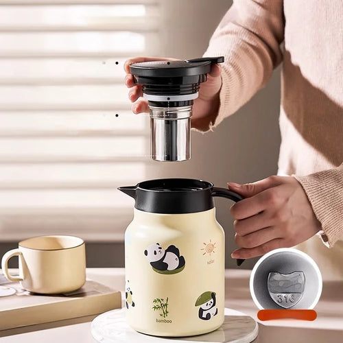 Théière isotherme panda inox 1l infusion vapeur