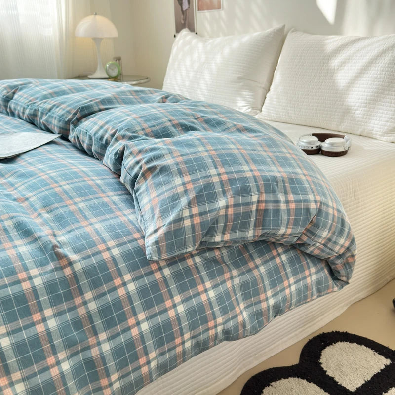 housse de couette en coton unie avec fermeture éclair