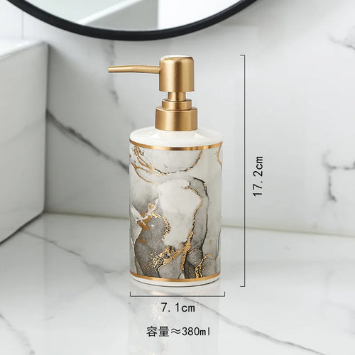 distributeur de savon doré créatif pour salle de bain