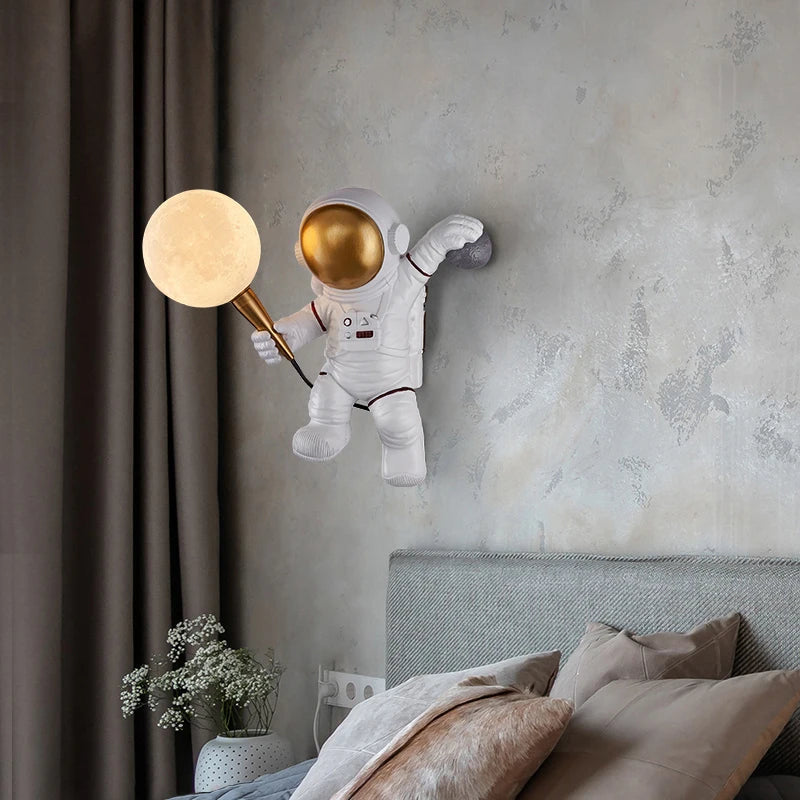 Nordique LED personnalité astronaute lune applique chambre d'enfants cuisine salle à manger chambre étude balcon allée lampe décoration - vue 6 sur 10