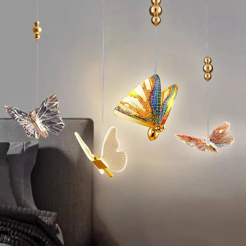 lustre papillon lumineux pour chambre d'enfants créative - vue 2 sur 14