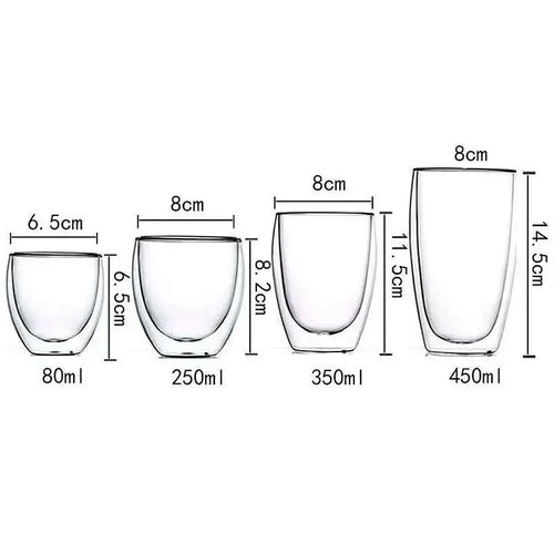 Lot tasses verre double paroi borosilicate isolantes