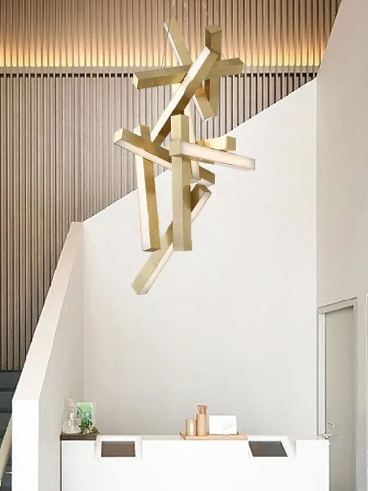 suspension moderne minimaliste métal rectangle créatif luxe - vue 6 sur 9