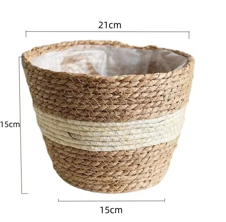 panier décoratif en herbe tressée pour fleurs et rangement - vue 13 sur 13