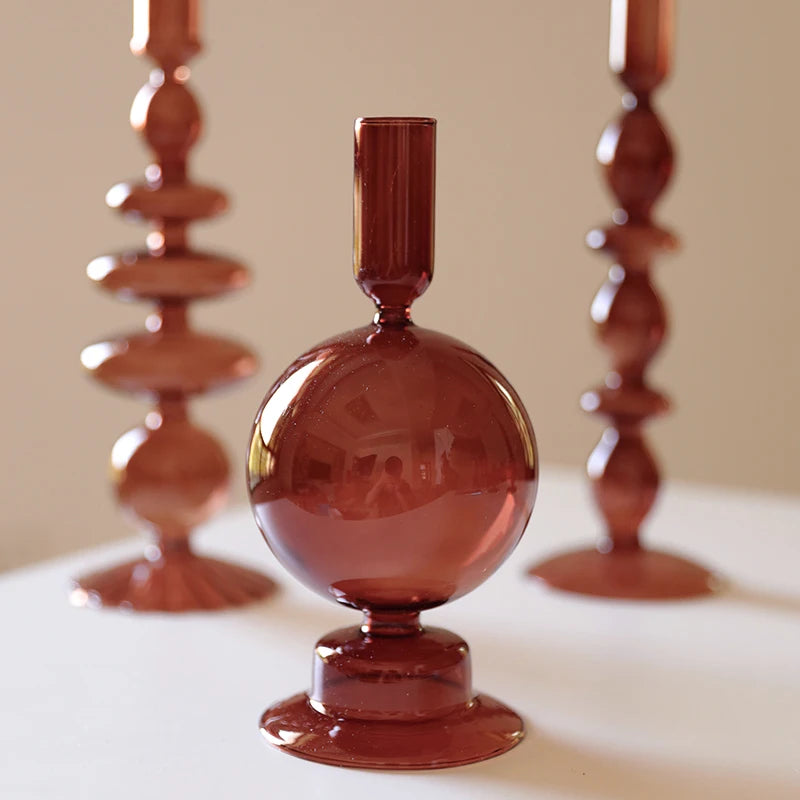 bougeoirs en verre décoratifs pour mariage fait main vintage nordique