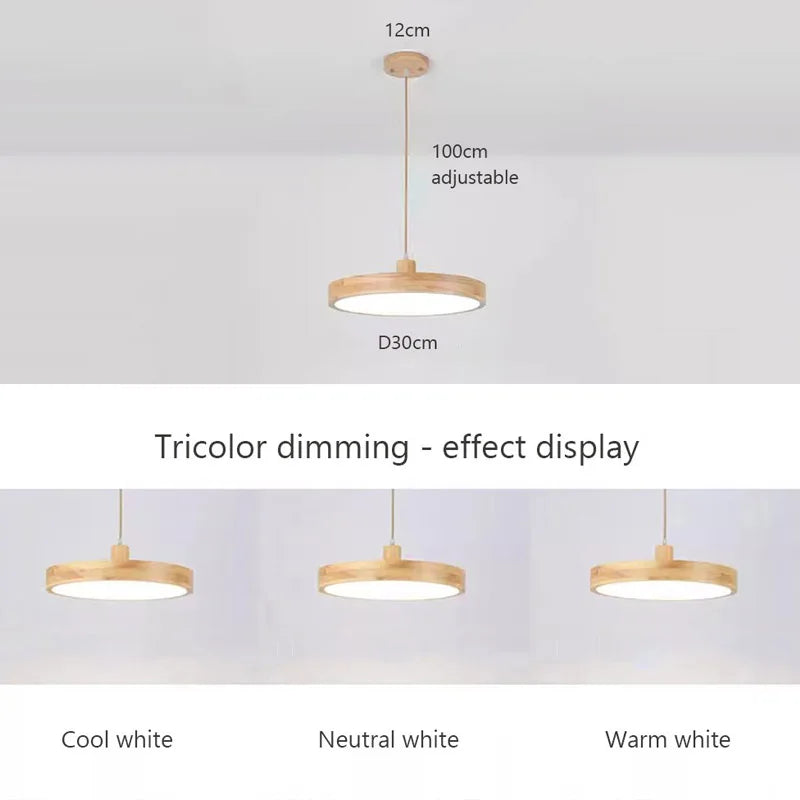 Lustre LED japonais à tête unique en rondins - vue 7 sur 13