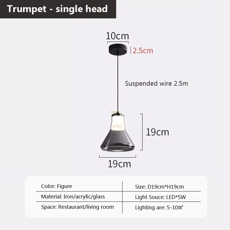 suspension en verre à plusieurs têtes pour intérieur moderne - vue 11 sur 23
