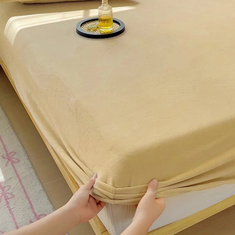 drap-housse en velours chaud avec bande élastique 360 degrés