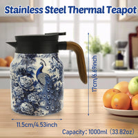 Théière isotherme vintage floral inox avec infuseur thermostat