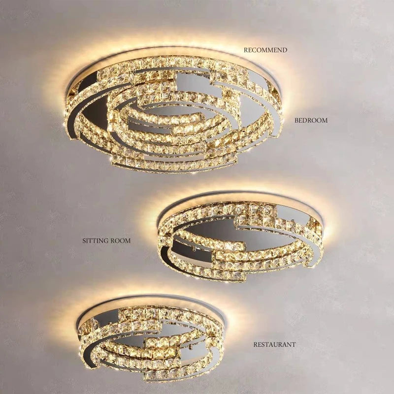 lampe de plafond led en cristal de style moderne avec télécommande - vue 7 sur 9