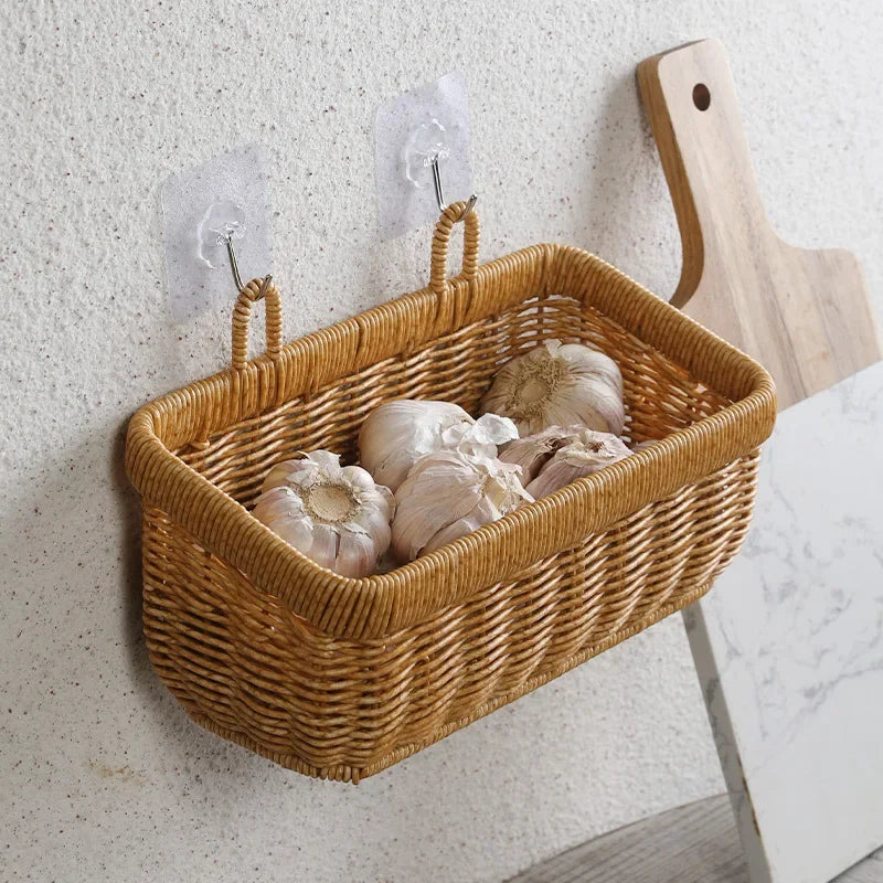 panier mural décoratif tissé pour rangement et fleurs - vue 5 sur 7