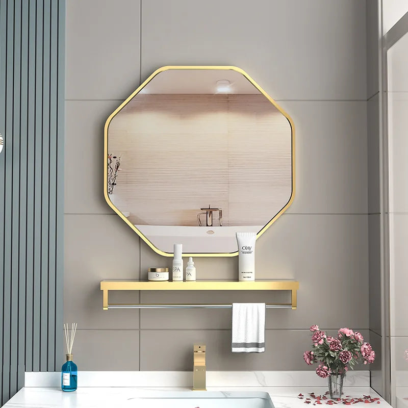 miroir irrégulier avec support de rangement pour maquillage - vue 3 sur 6