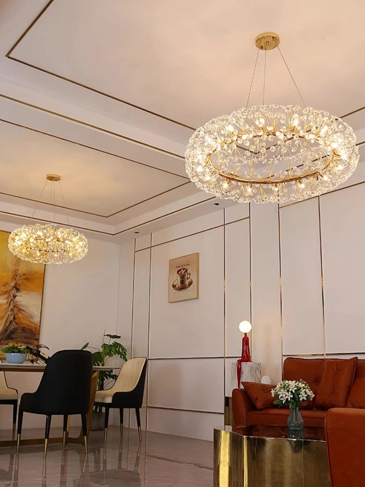 lustre en cristal moderne en forme de pissenlit créatif et atmosphérique - vue 4 sur 16