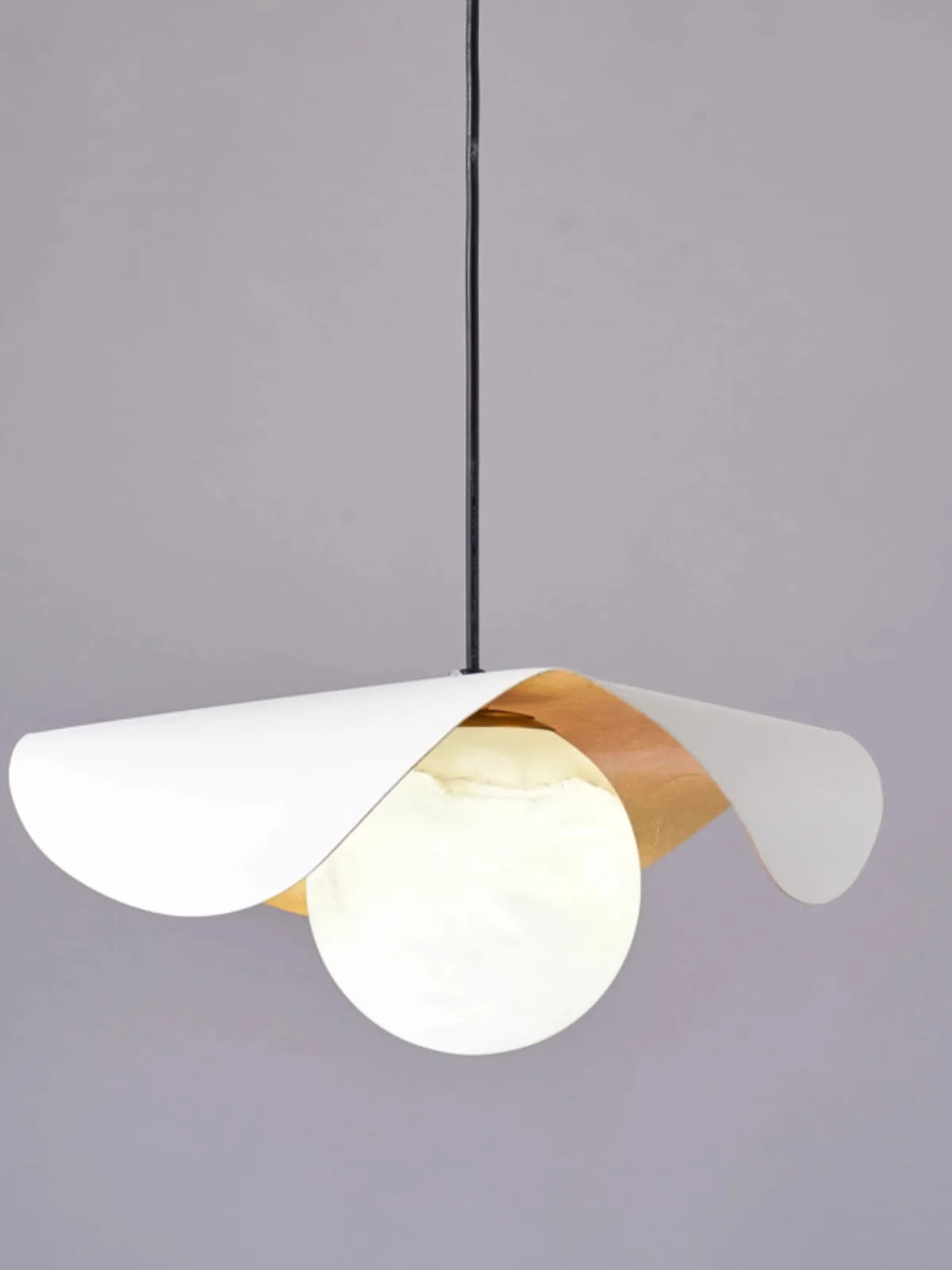 lustre en laiton et marbre avec suspension - vue 4 sur 16