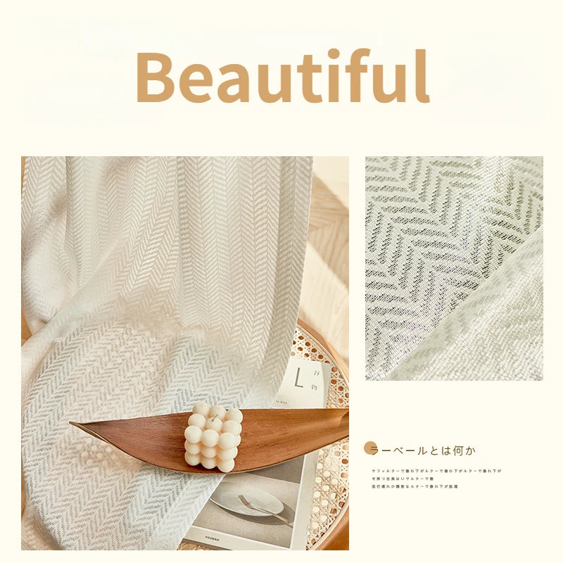 Voilage japonais plissé motif géométrique pour salon chambre