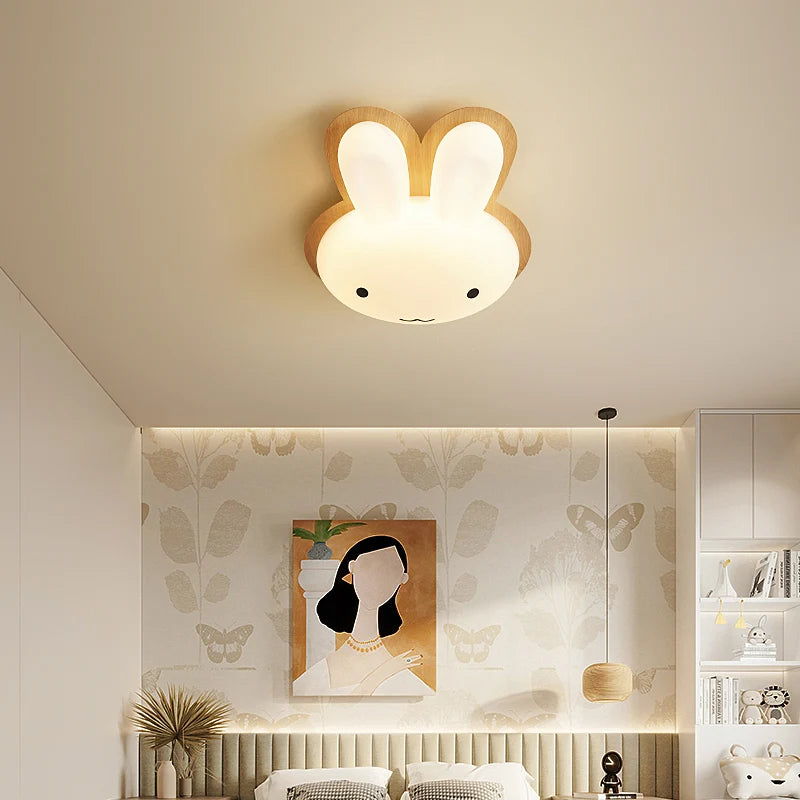 lustre moderne pour enfant avec design lapin en bois - vue 4 sur 12
